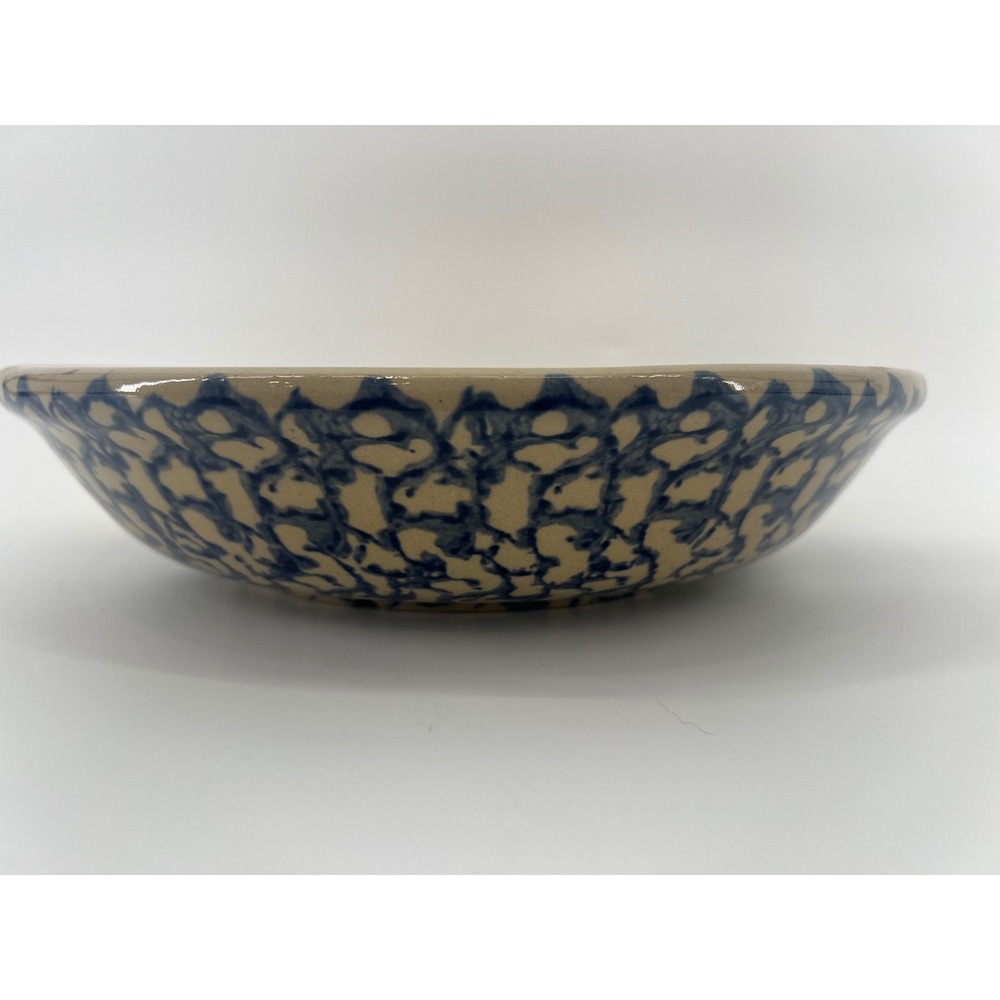 RRP Co Roseville Ohio USA Spongeware Pasta Bowl 12 Inch Blue Tan Stoneware